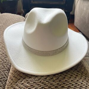 White Cowboy Hat with Silver Band